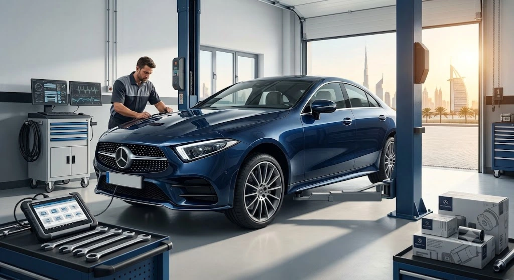 Mercedes CLS repair and service in Dubai at an independent Mercedes specialist workshop