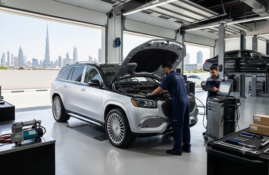 Mercedes Maybach GLS repair and service in Dubai by independent Mercedes specialist mechanics