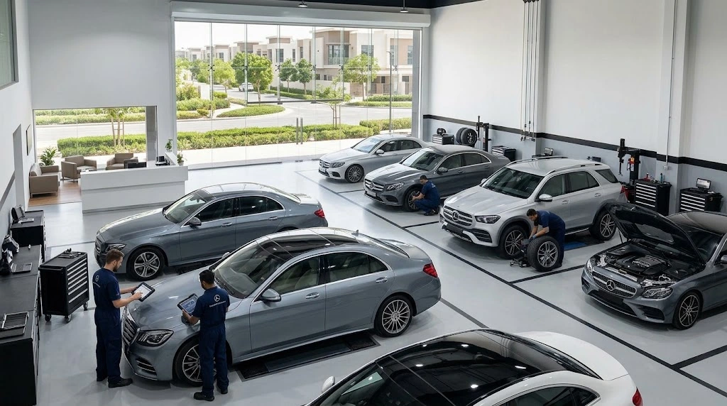 Mercedes repair and service specialist workshop serving Dubai Hills Estate, Dubai